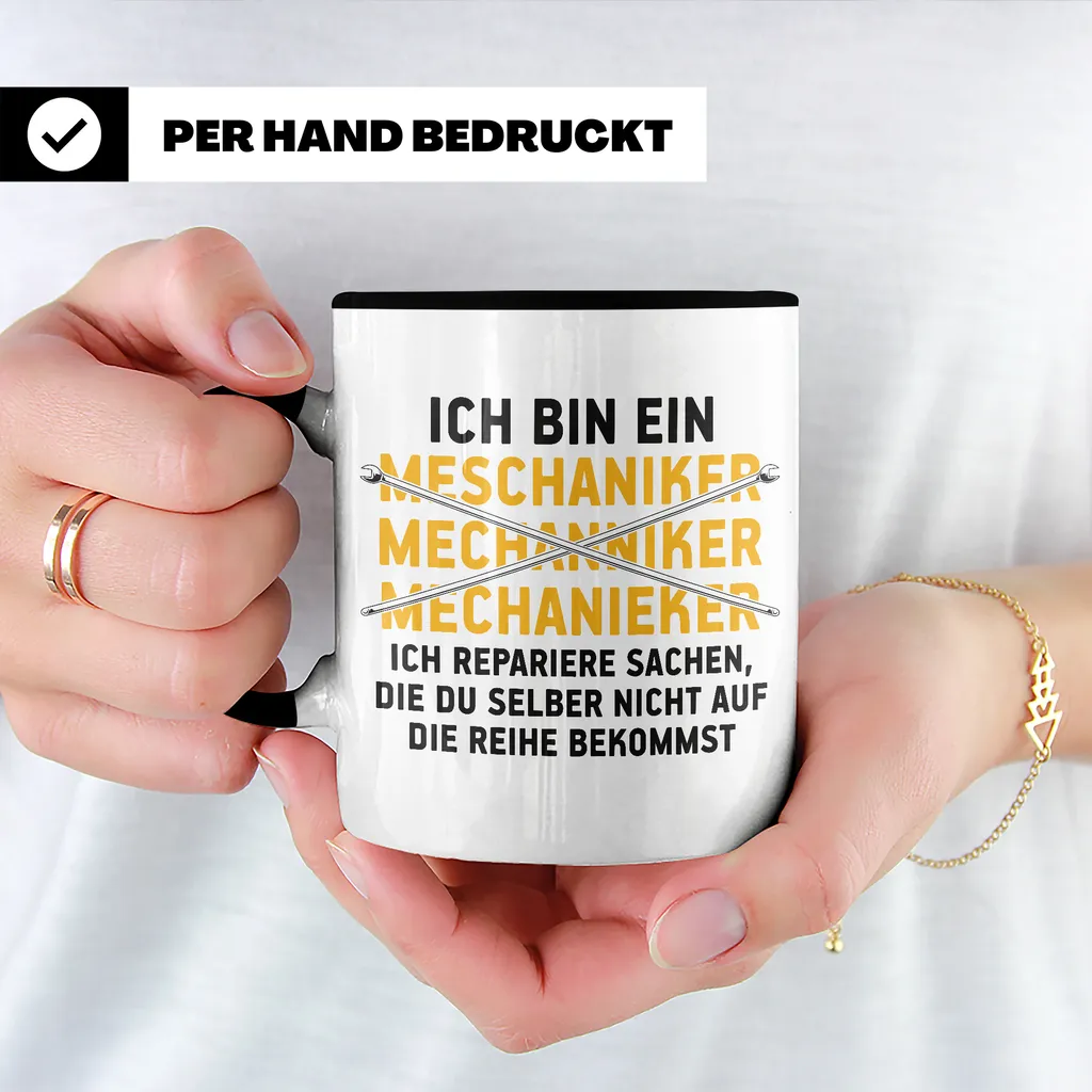 Lustige Tasse Automechaniker KFZ Mechaniker Geschenk Mechatroniker Werkstatt Tasse (Schwarz) – Bild 5